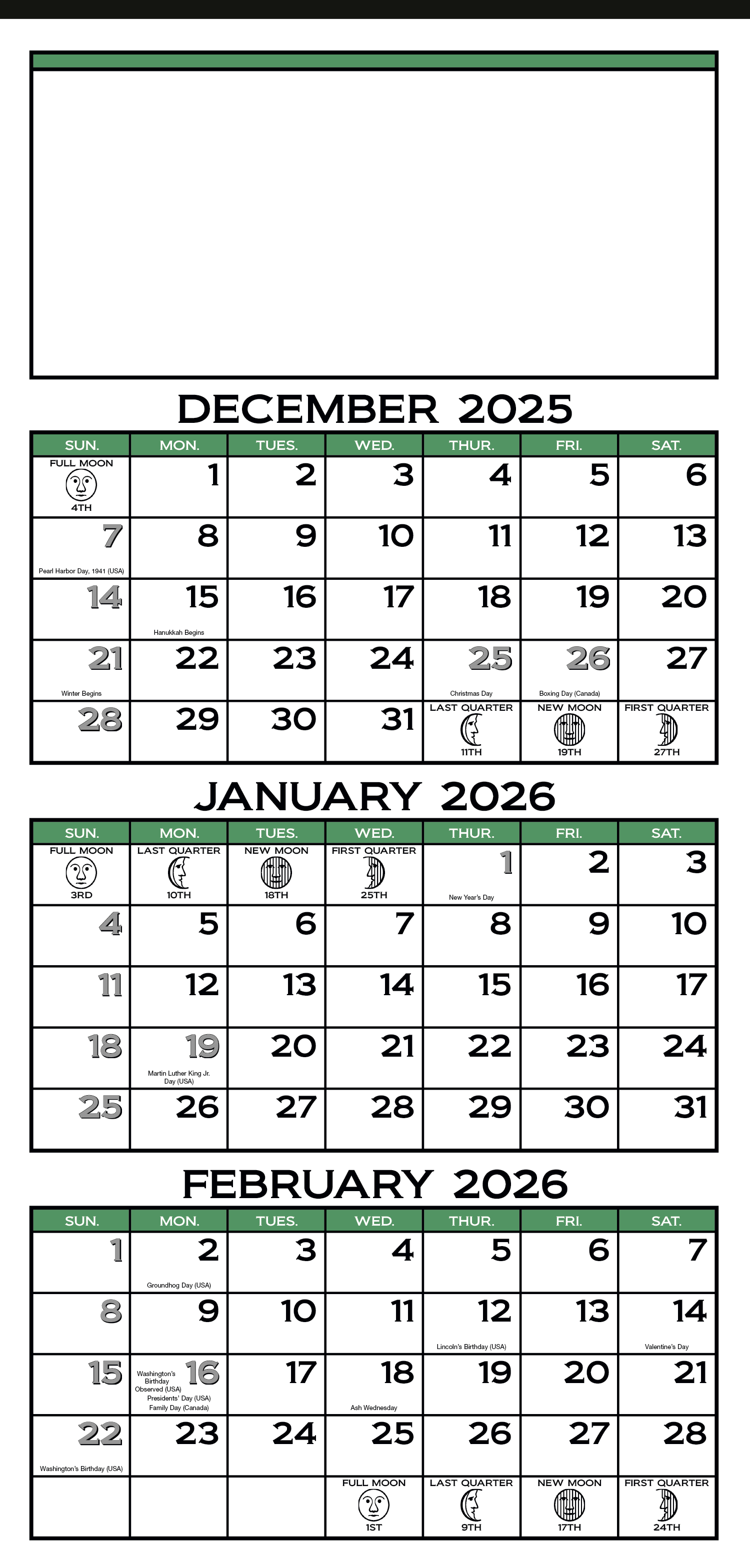 Skinner & Kennedy® 3-Month Display 12-Sheet Calendar