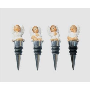 Elegant 4 Piece White Angel Cupid Wine Stopper Set 7