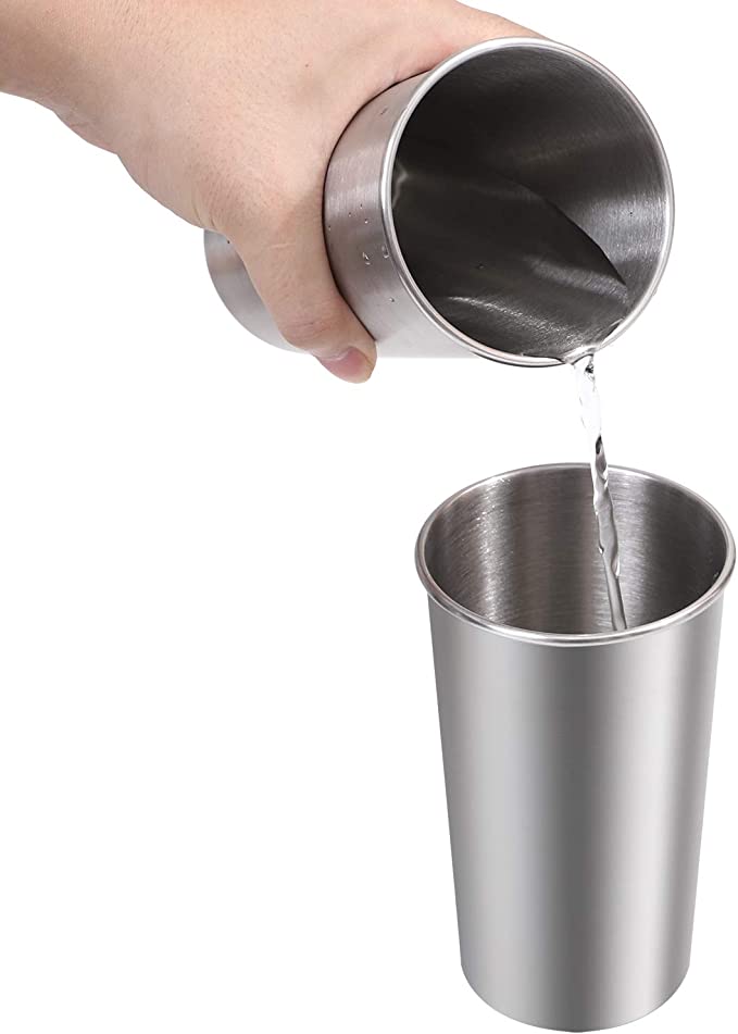 24 OZ Stainless Steel Cups Metal Shatterproof Stackable Pint Drinking Cups 6