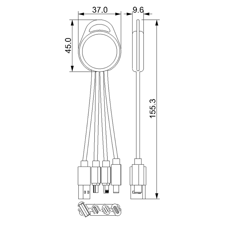 Multi-Device Charging Cable with Light-Up Logo – USB, Lightning, Type-C & Micro USB 1