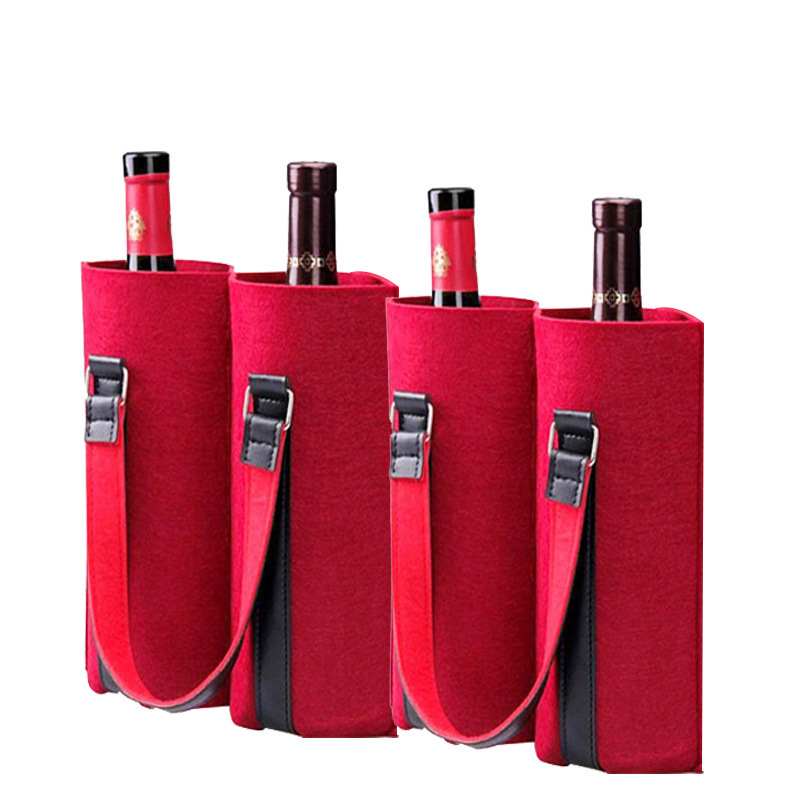 Felt 2-Bottle Wine Carrier Tote Gift Bag 2