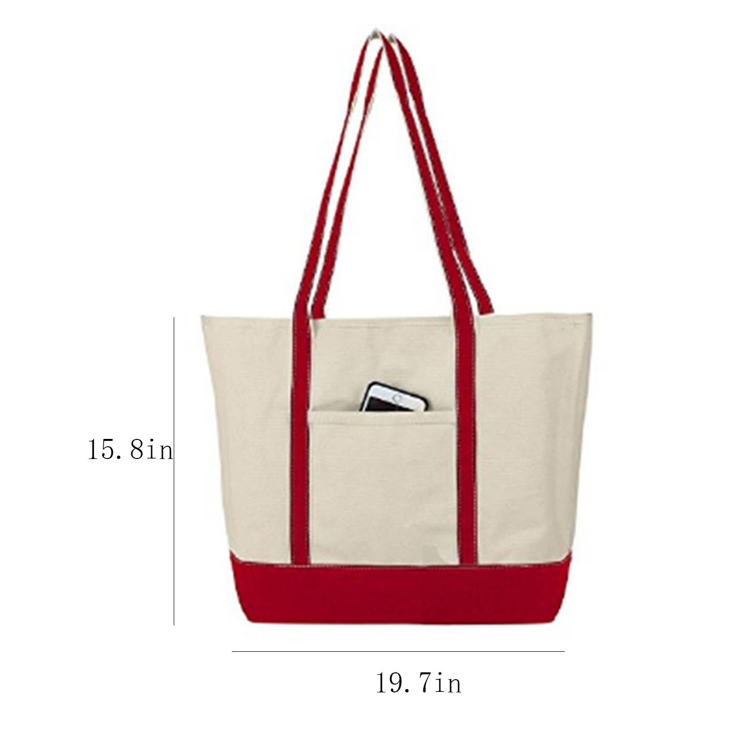Two Tone Magnetic Snap Canvas Tote Bag, custom tote bag with logo imprint 3