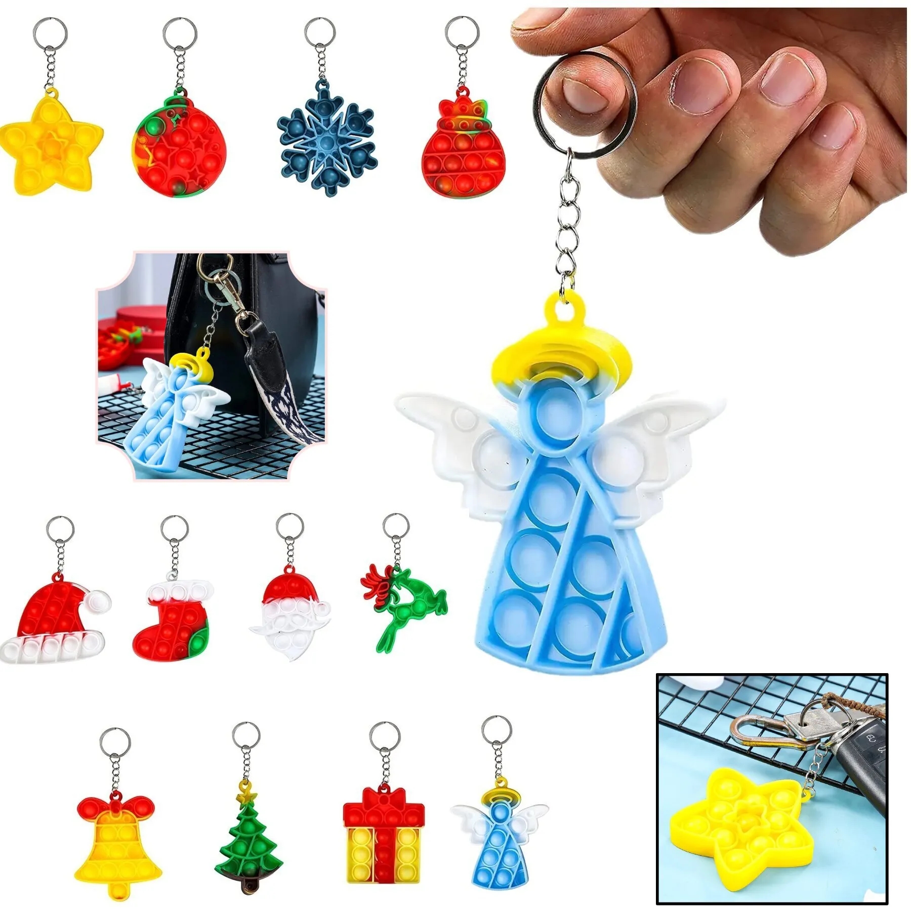 Christmas Series Bubble Push Pop Keychain 1