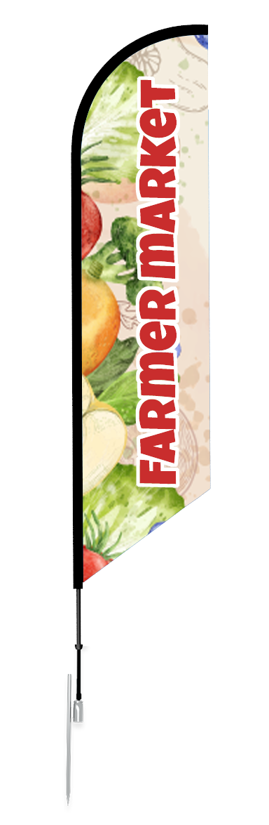 9ft Angled Feather Flag Kit - 1 Side Imprint