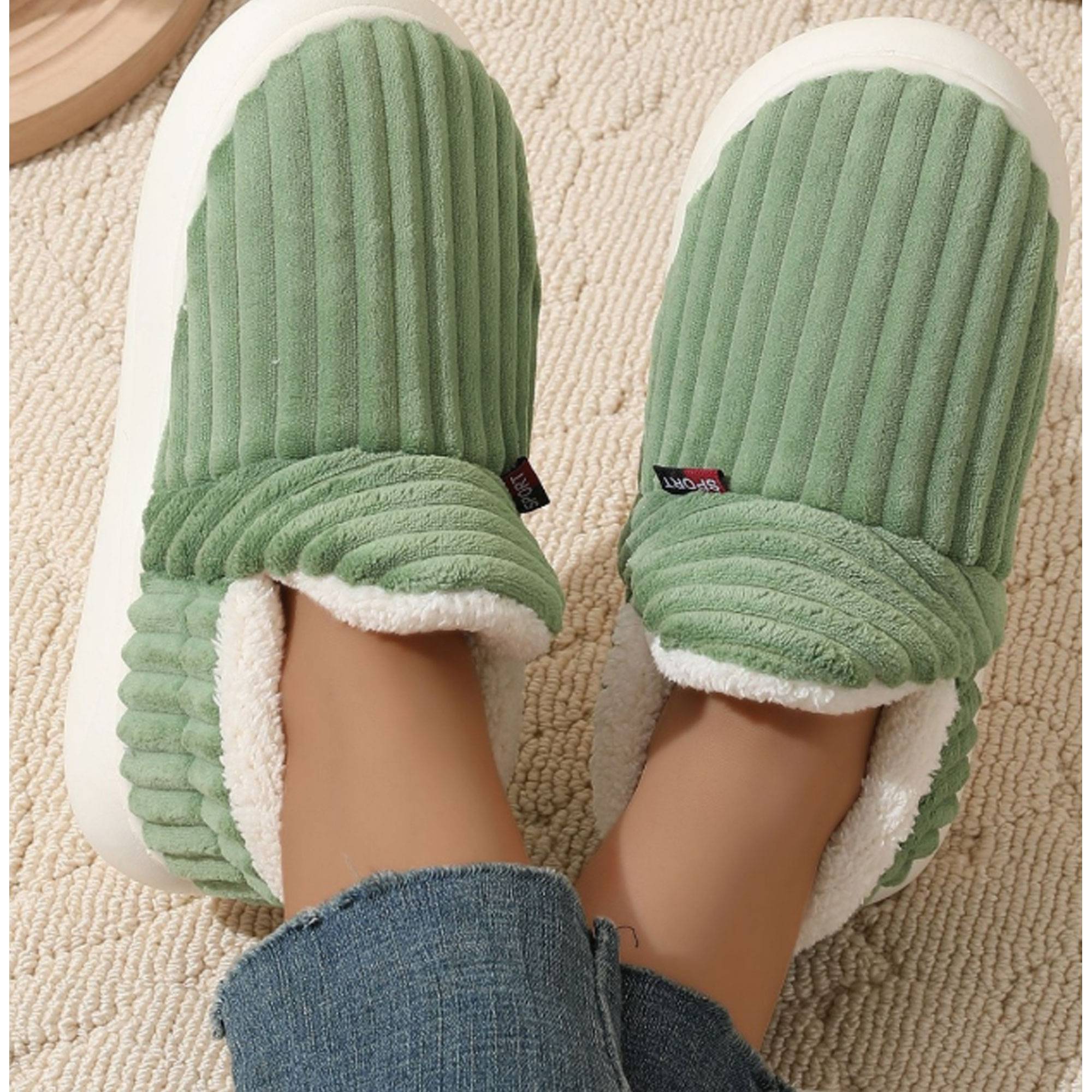 High Back Cotton Slippers w/ PVC Sole 8