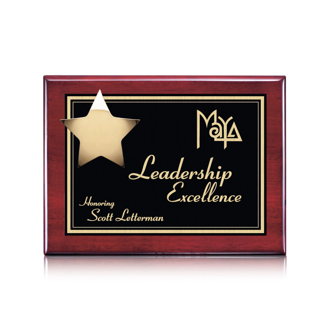 Hollister Plaque - Rosewood/Gold 9
