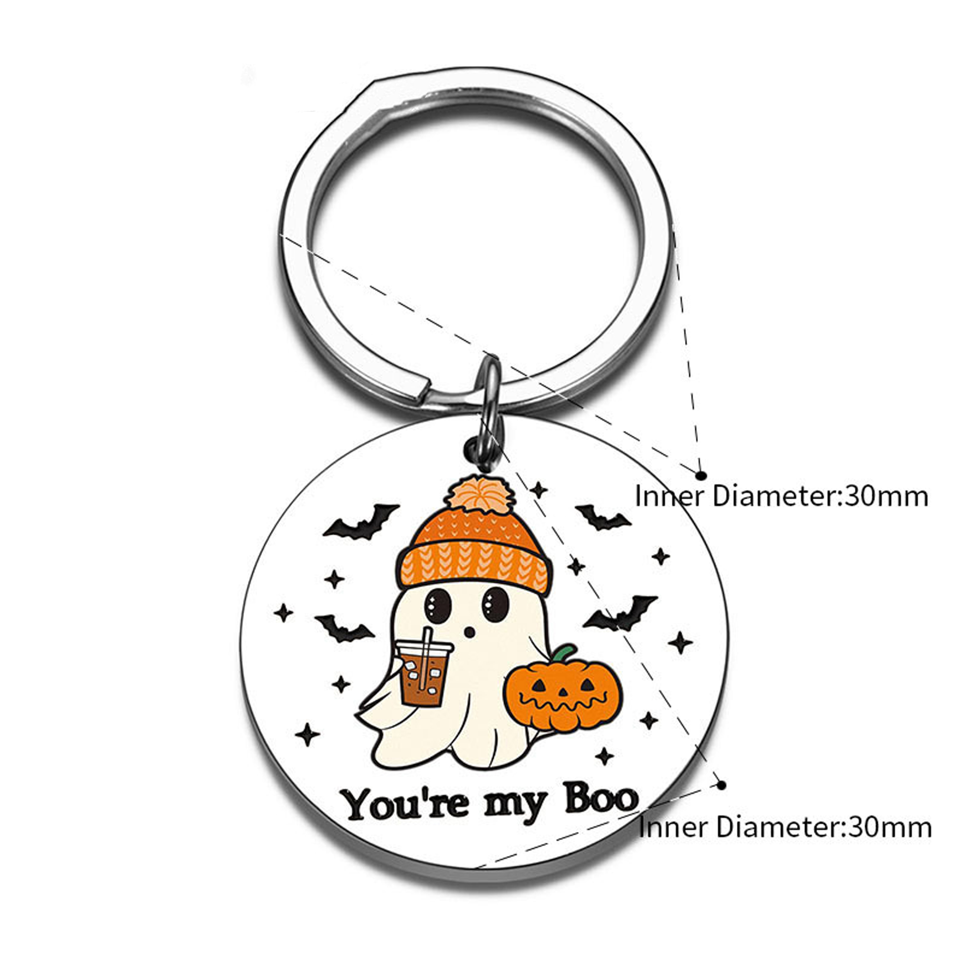 Spooky Pumpkin Head Metal Key Holder Halloween Charm 1