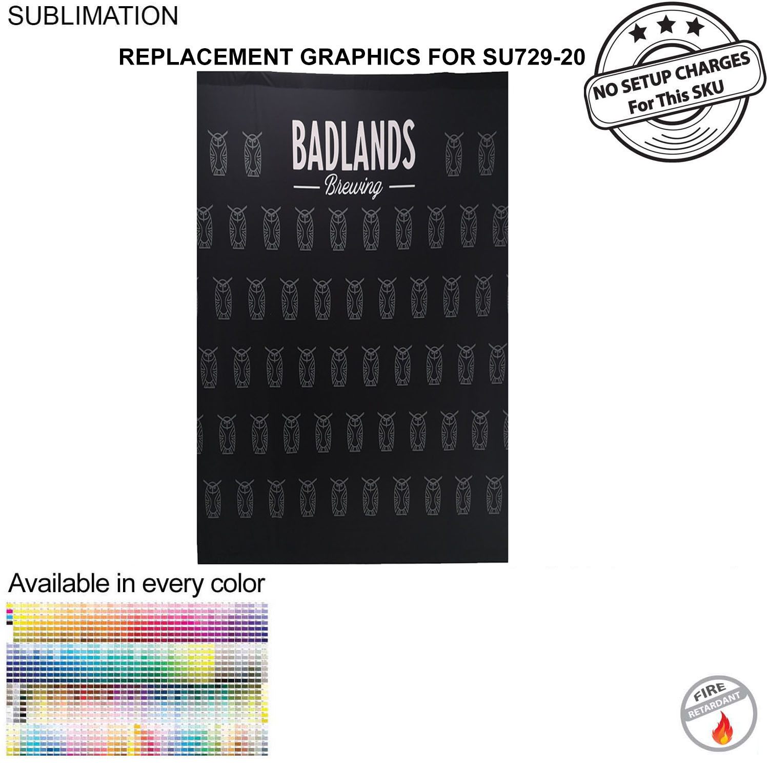 Replacement Graphics Single sided 5'w x 8'h with pole pocket top and bottom, NO SETUP CHARGE 6