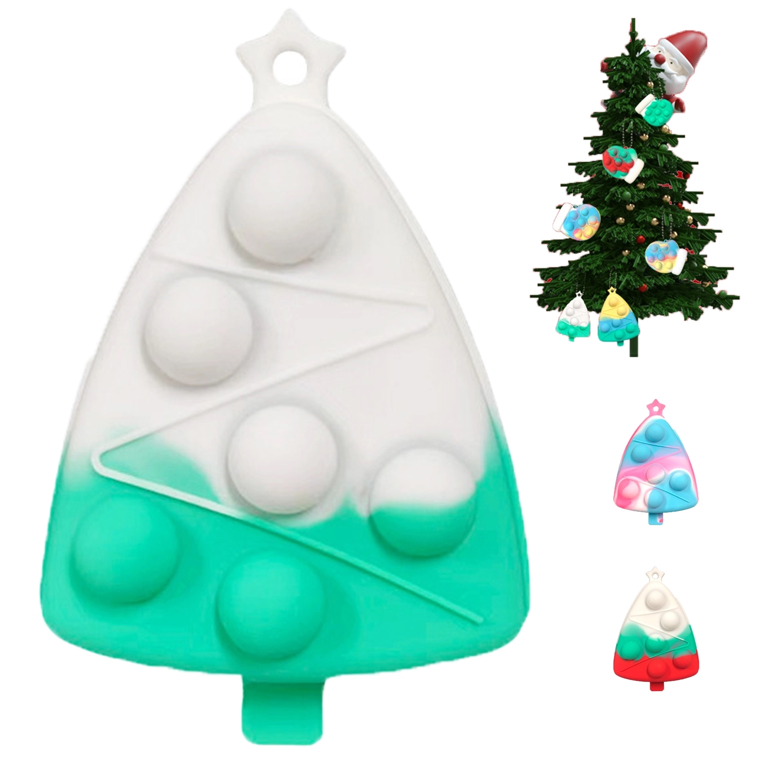 Christmas Tree Silicone Fidget Popper Stress Ball Keychains 3