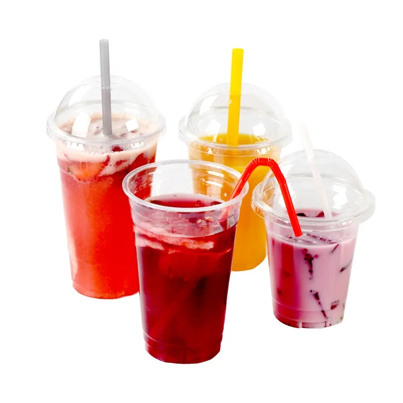 16oz Disposable Plastic PET Beverage Drink Cup with Lid 3