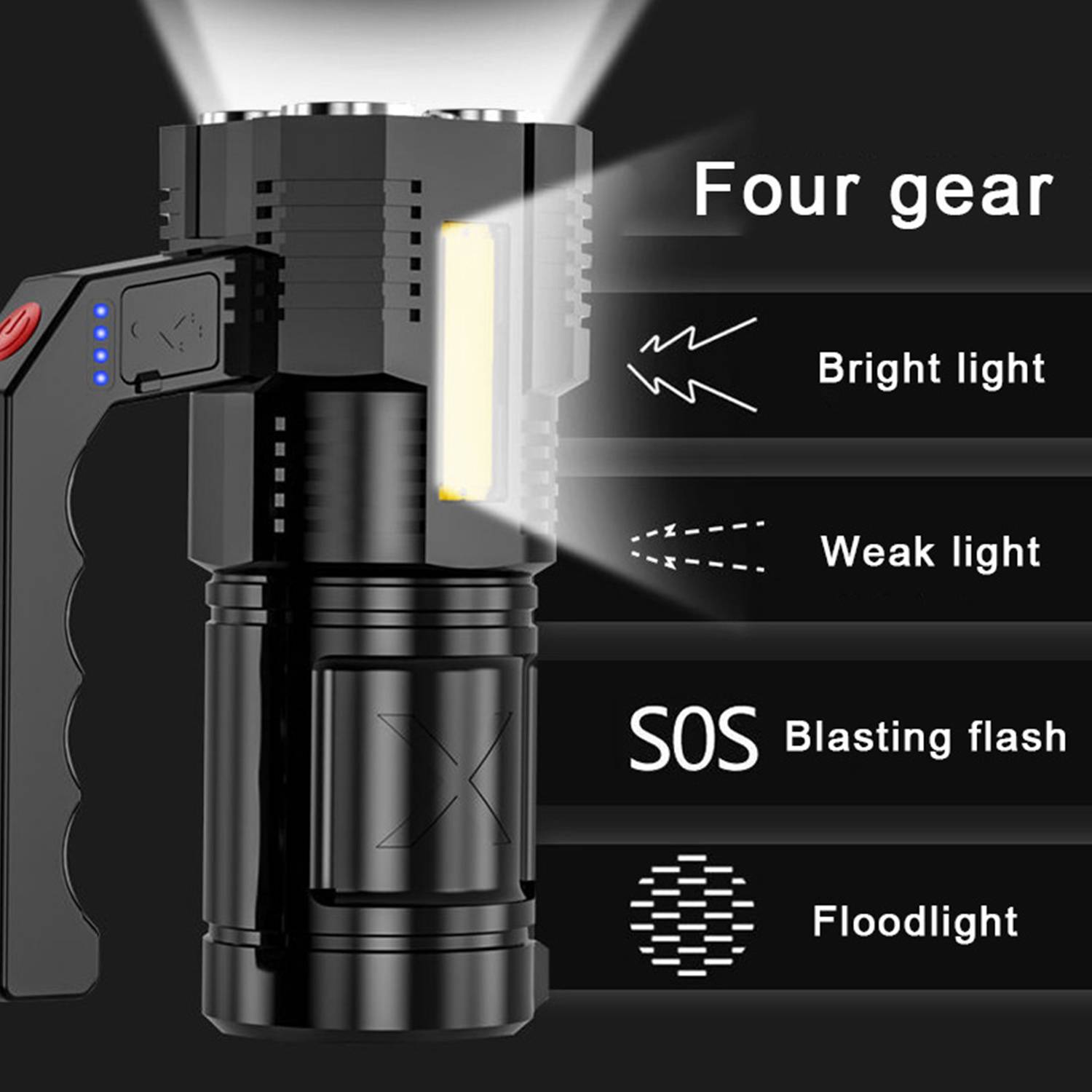 USB rechargeable high power LED camping flashlight 2