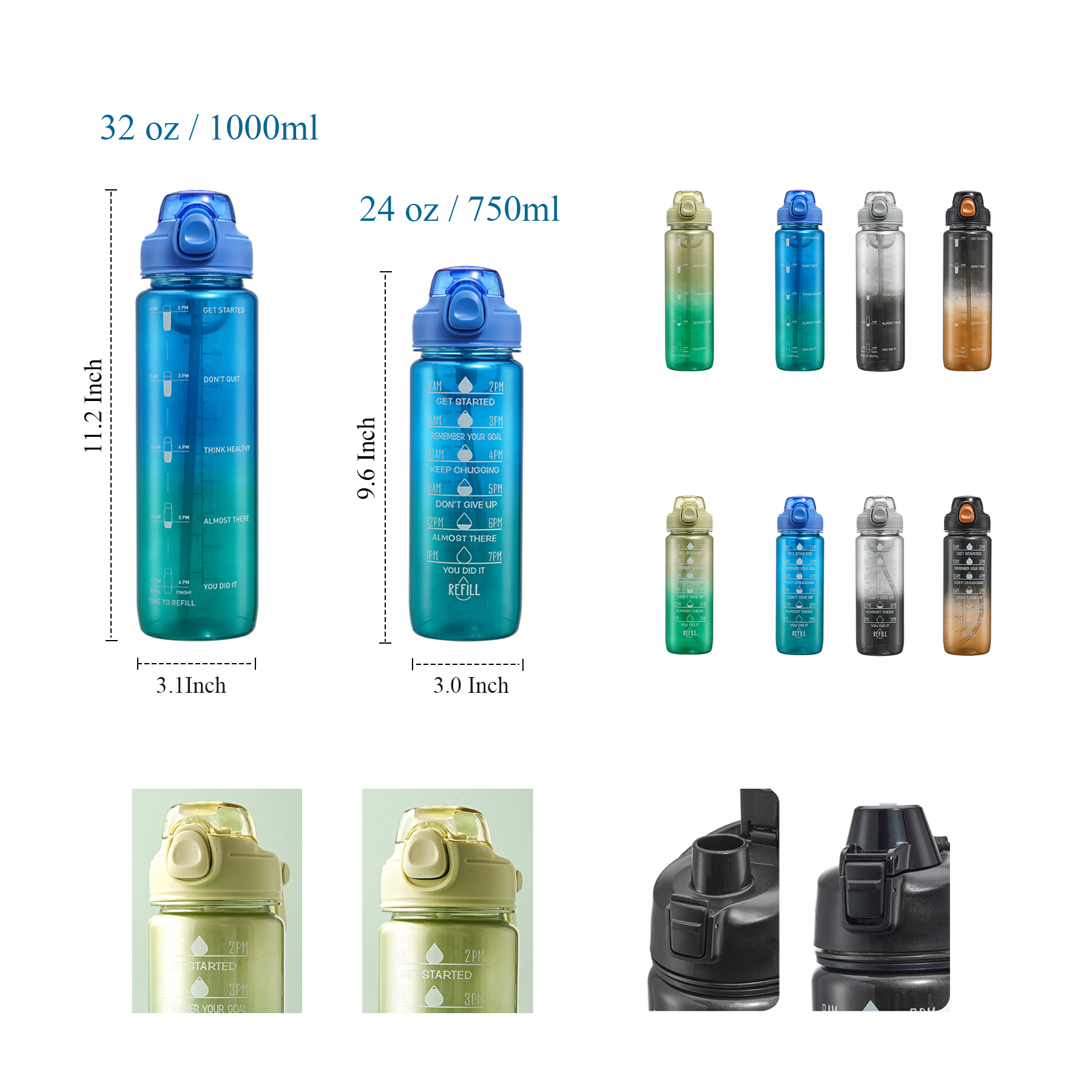32 oz 24 oz Lightweight Travel Water Bottle  5