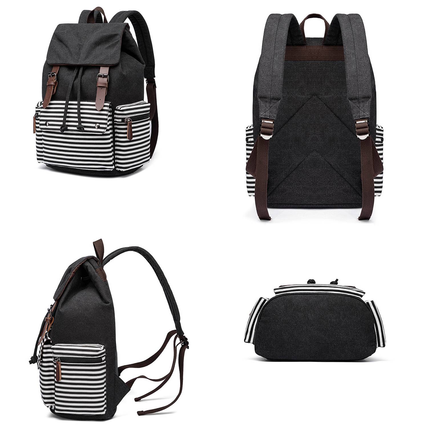 Striped Casual Canvas School Backpack 3