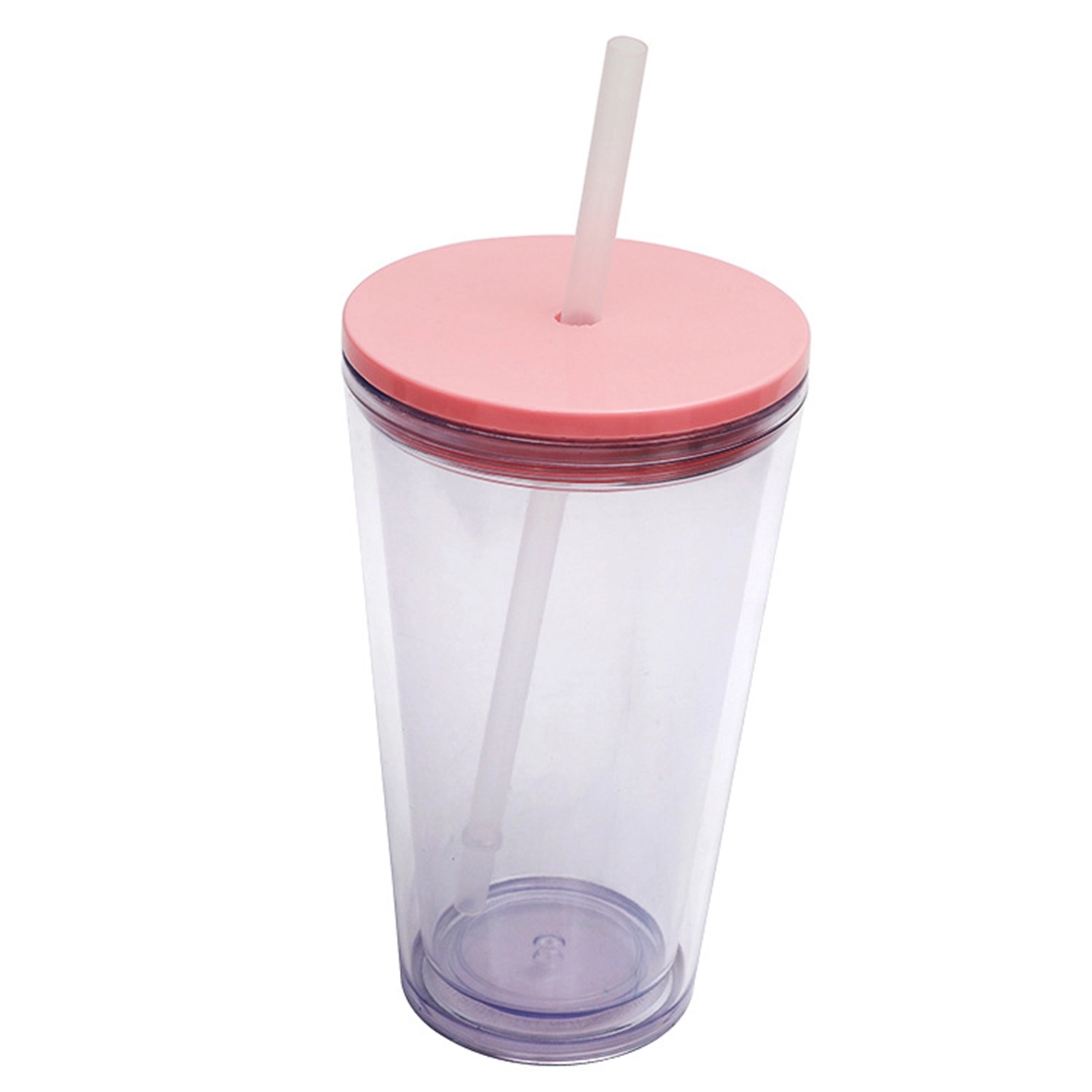 16 Oz. Double Wall Clear Plastic Tumbler with Straw 3