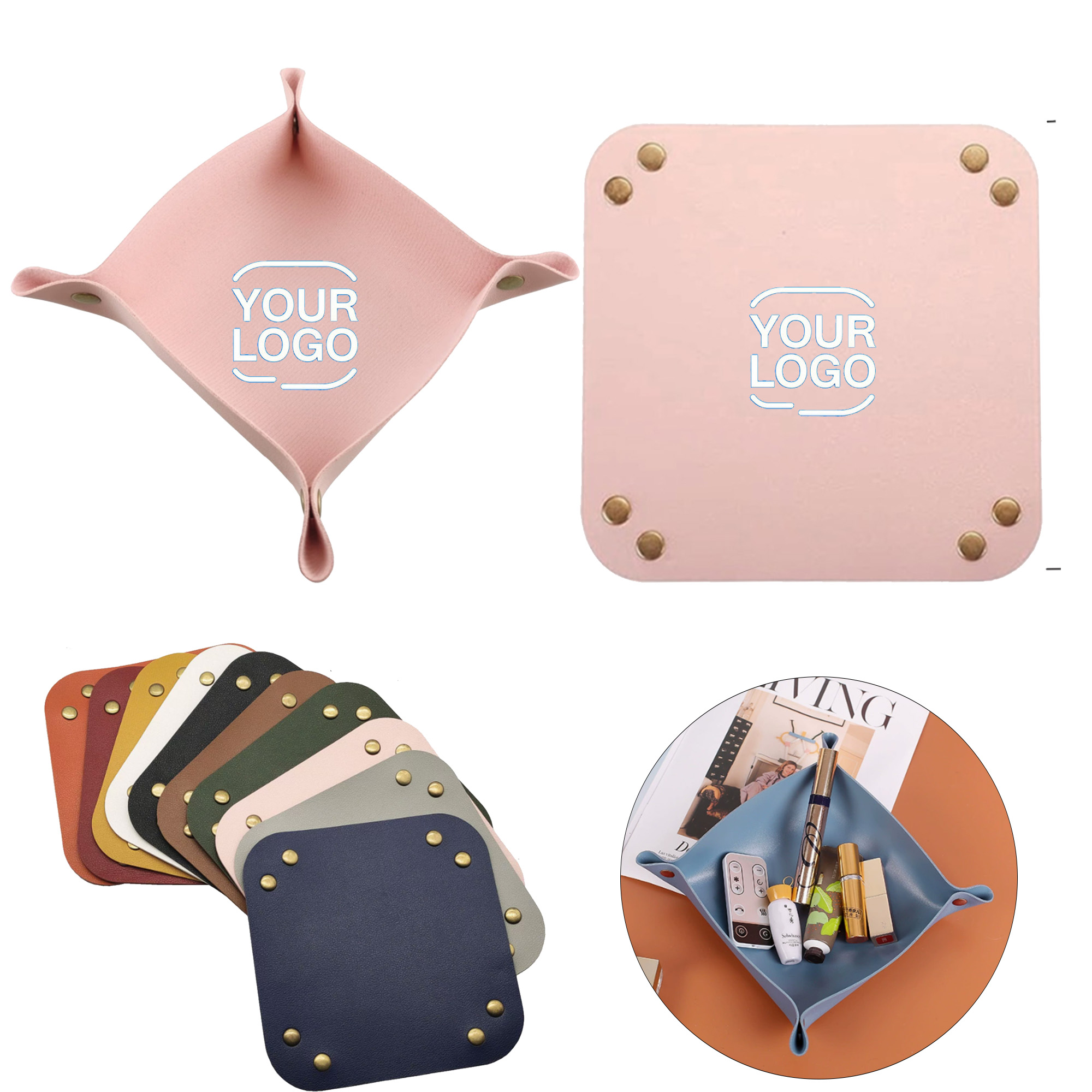 Square Buckle Leather Storage Tray 2