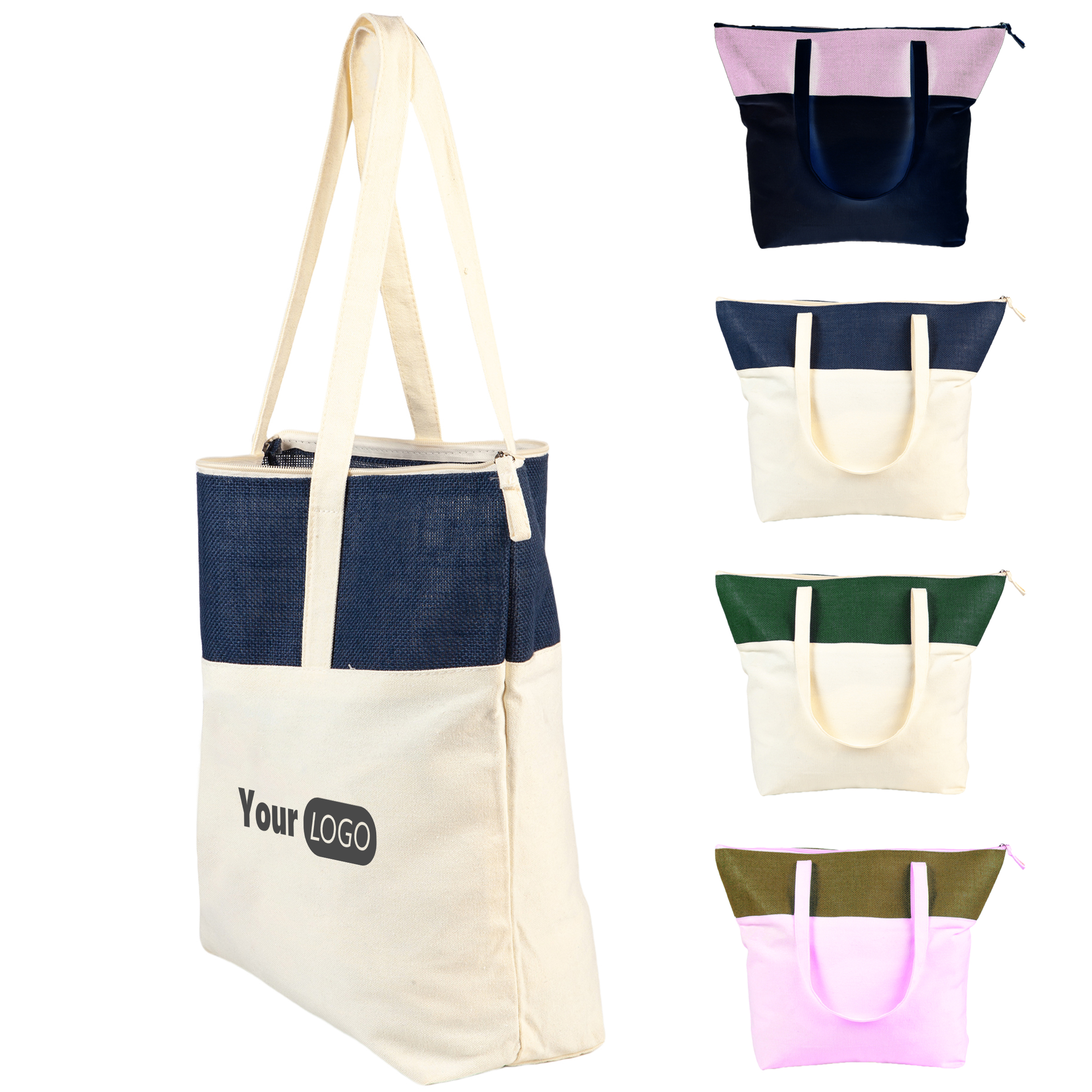 Canvas Splicing Student Customized Handbags, custom tote bag with logo imprint 3