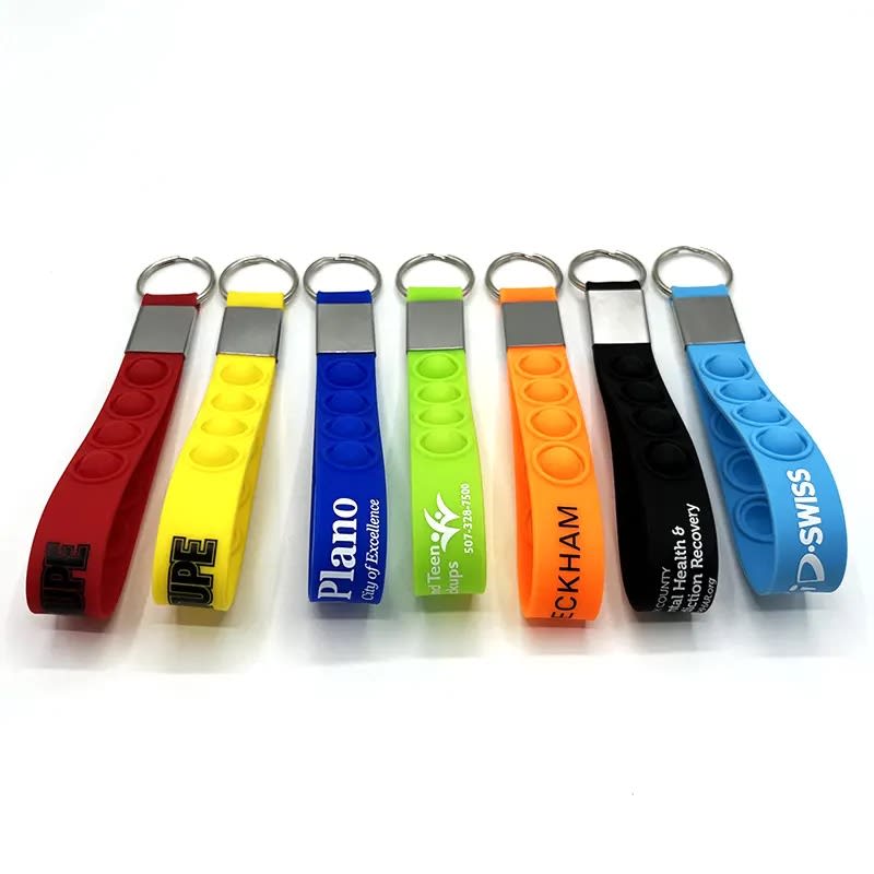 Push Pop Stress Reliever Wristband Keychains 5