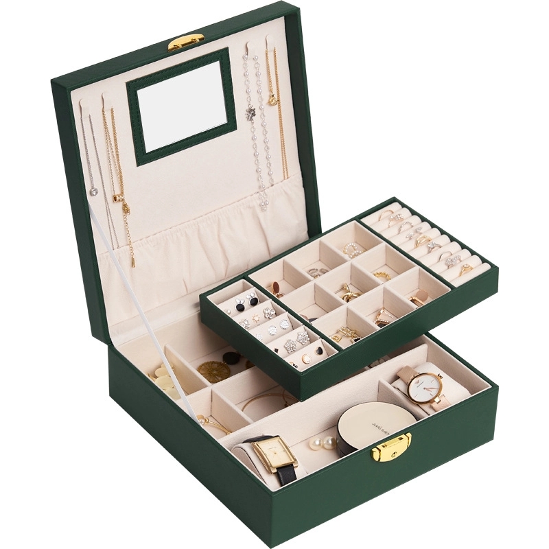 Custom 2-Layer Jewelry Organizer Box with Mirror & Lock 3