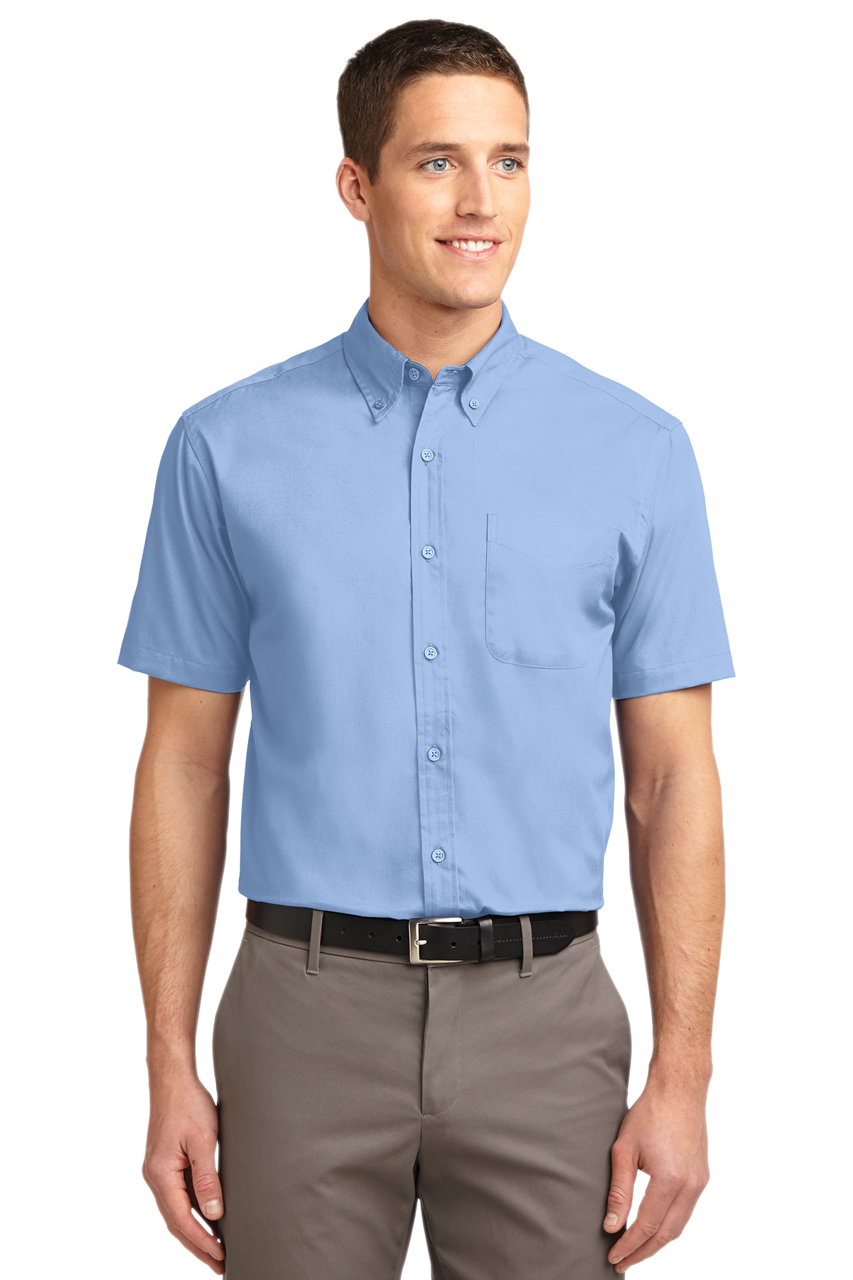 Men's Short Sleeve Oxford Button-Down Easy Care Shirts 13