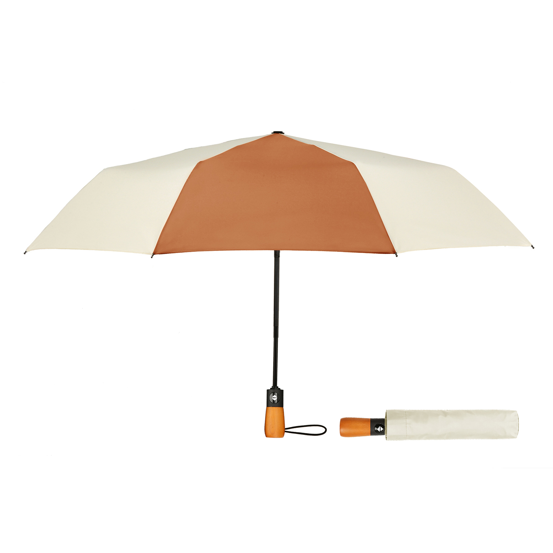 46" Arc Auto Open Wooden Handle Folding Umbrella 3