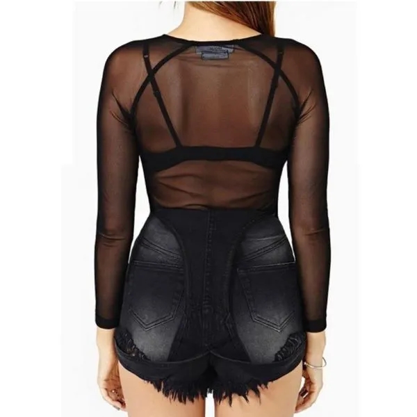 Factory Sample Women's Long Sleeve Fishnet Top 1