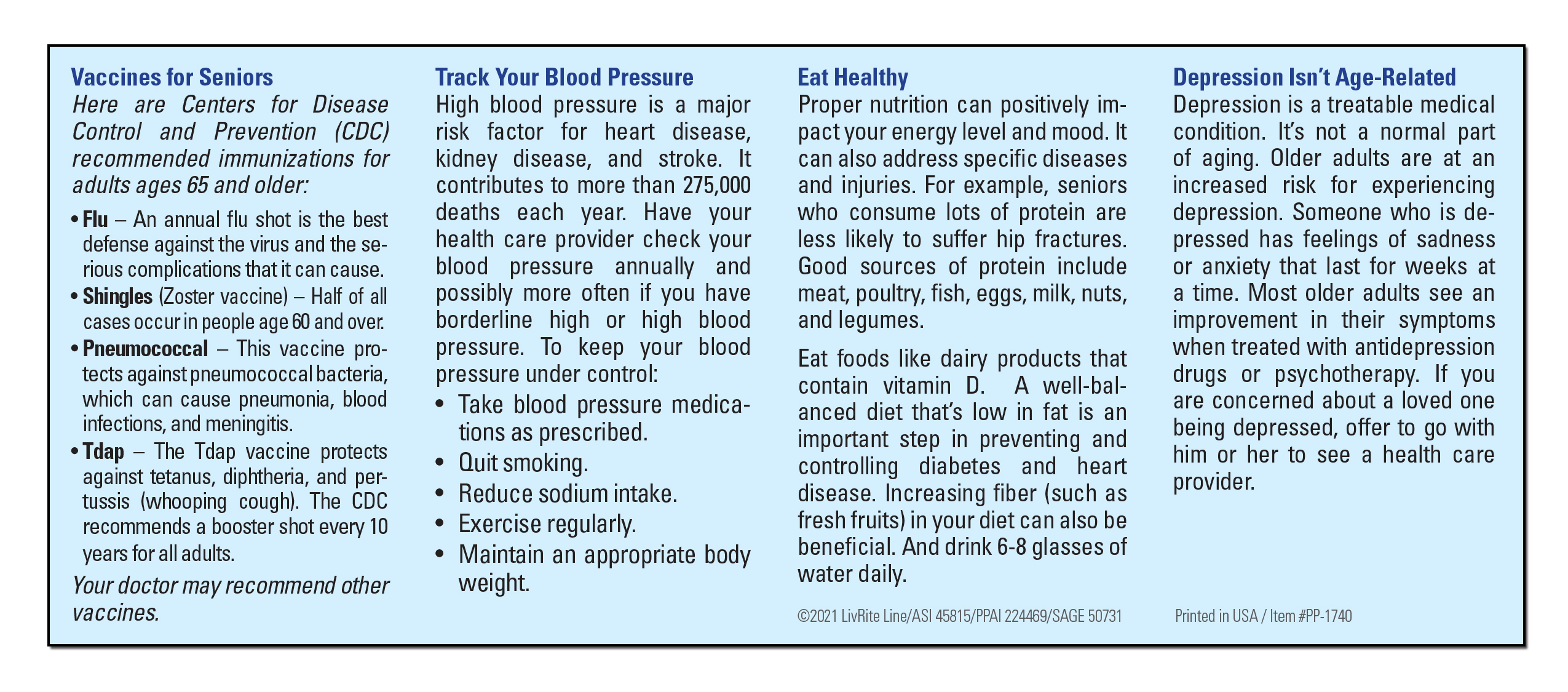 POCKET PAMPHLET - Senior's Health Guide Pocket Pamphlet 1
