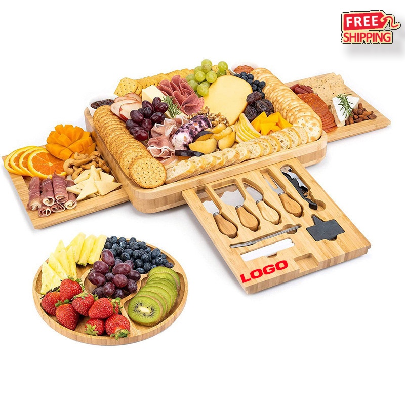 Bamboo Charcuterie Serving Board Set 2