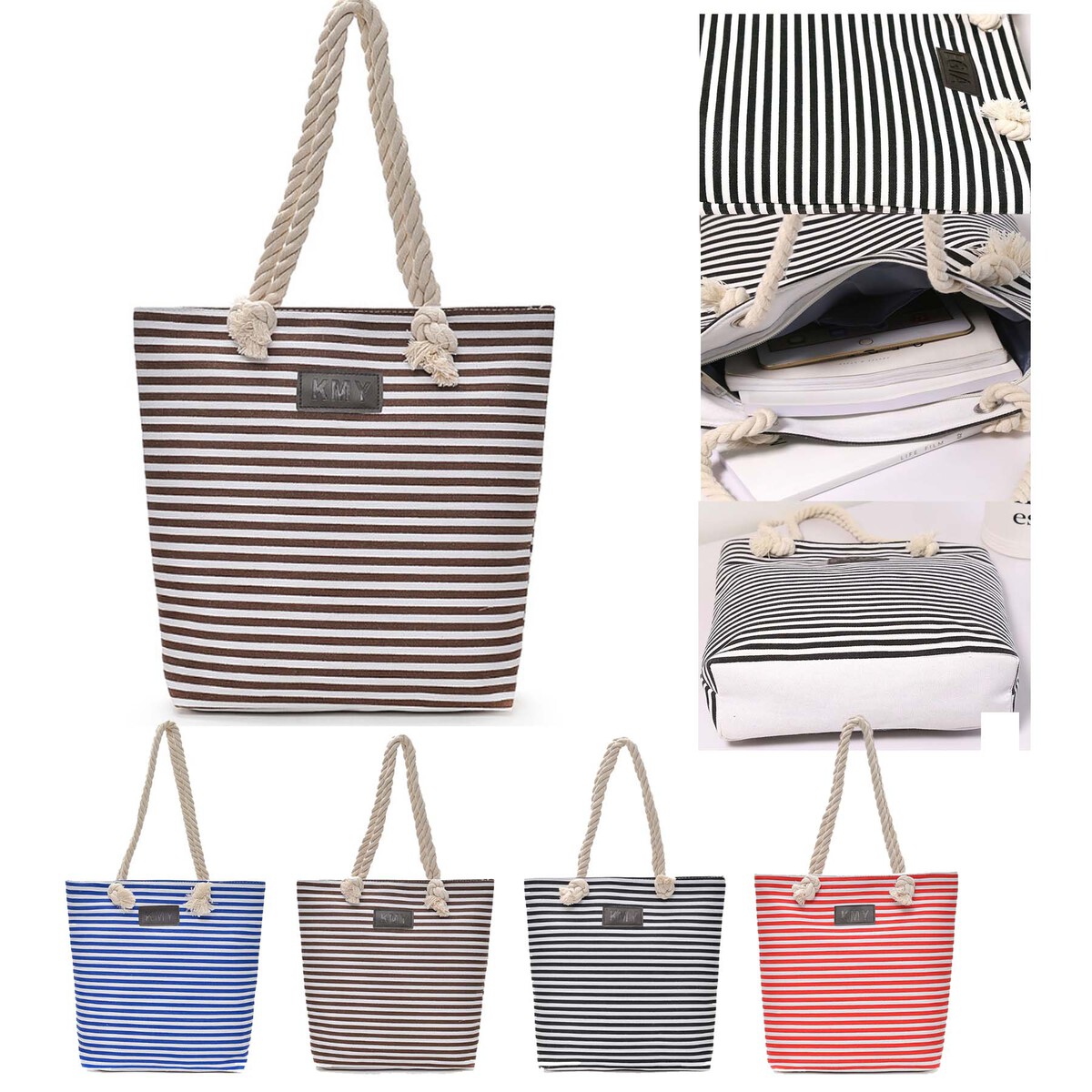 Canvas Striped Shoulder Bag 1