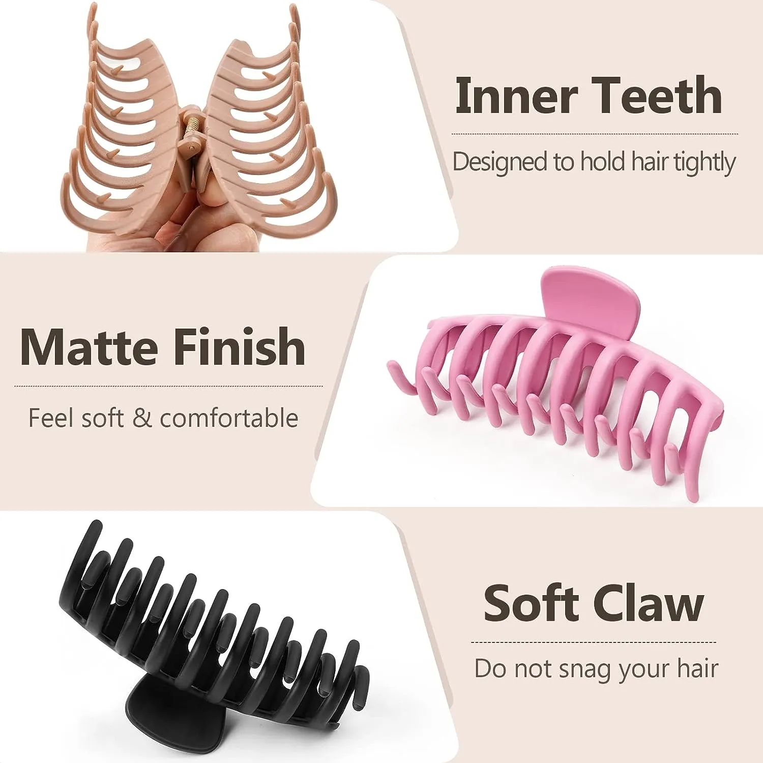 Multi Color Large Strong Hold Nonslip Matte Claws Hair Clips 4