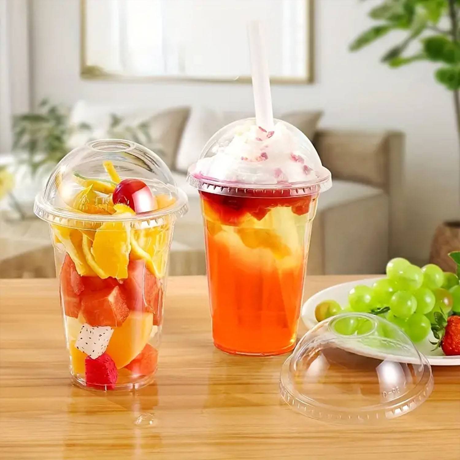 clear plastic cups w/ dome lid 6
