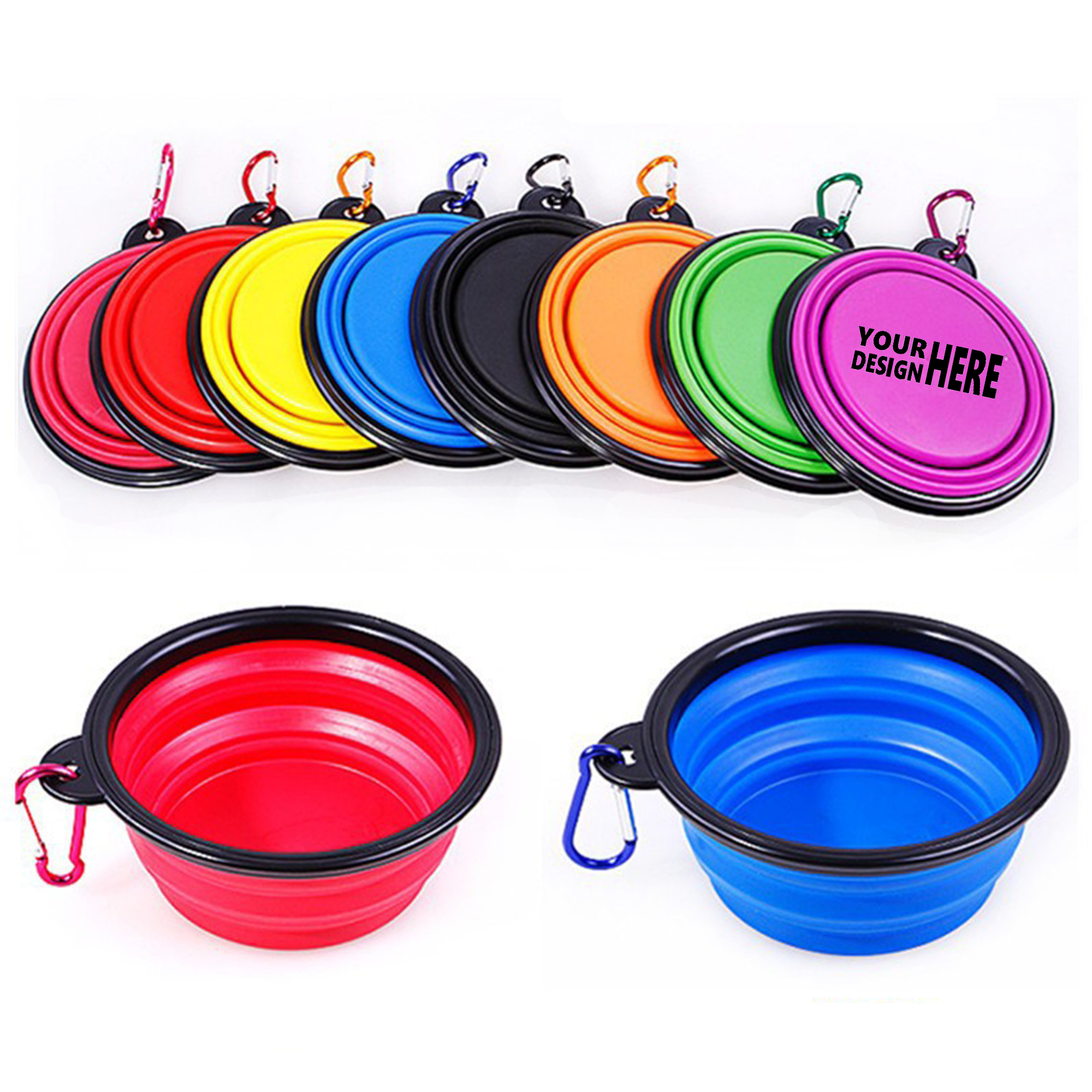 Full Color Collapsible Pet Dog Bowls MOQ 50 PCS 2