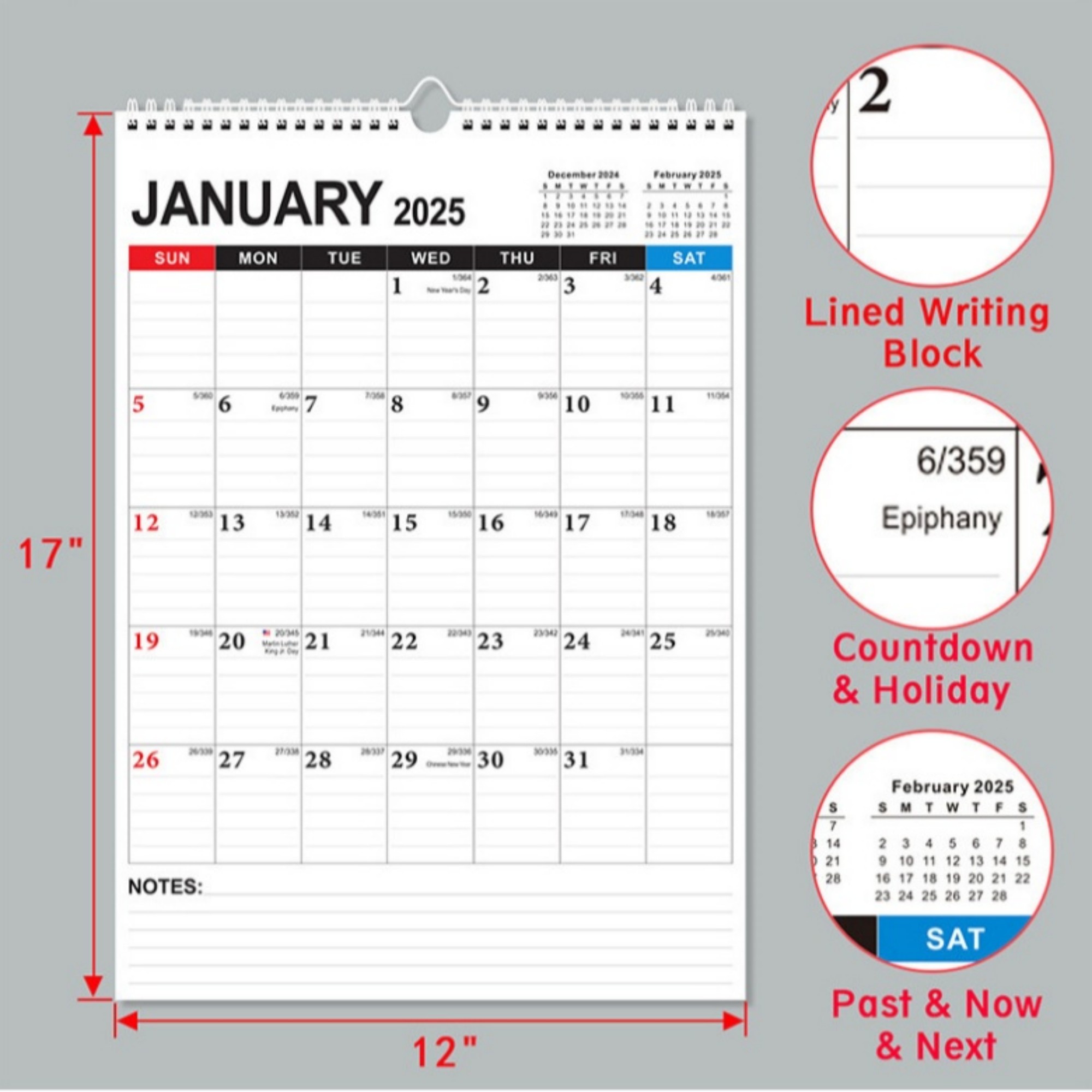 18 Months 17"*12" Simple Wall Calendar From Jan 2025 To June 2026 2