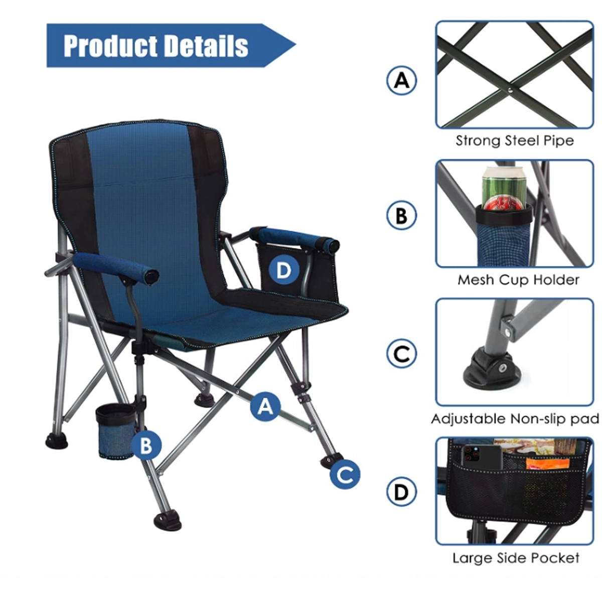 Custom Portable Sturdy Durable Folding Camping Chair 7