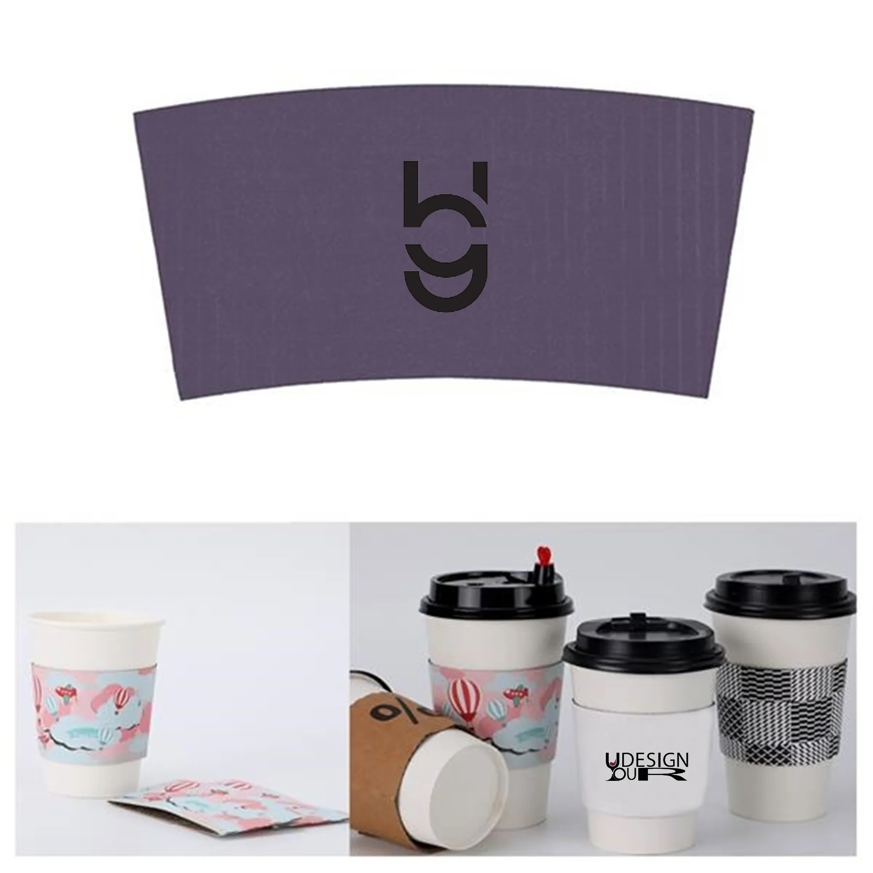 White Corrugated Coffee Cup Sleeve MOQ500 4