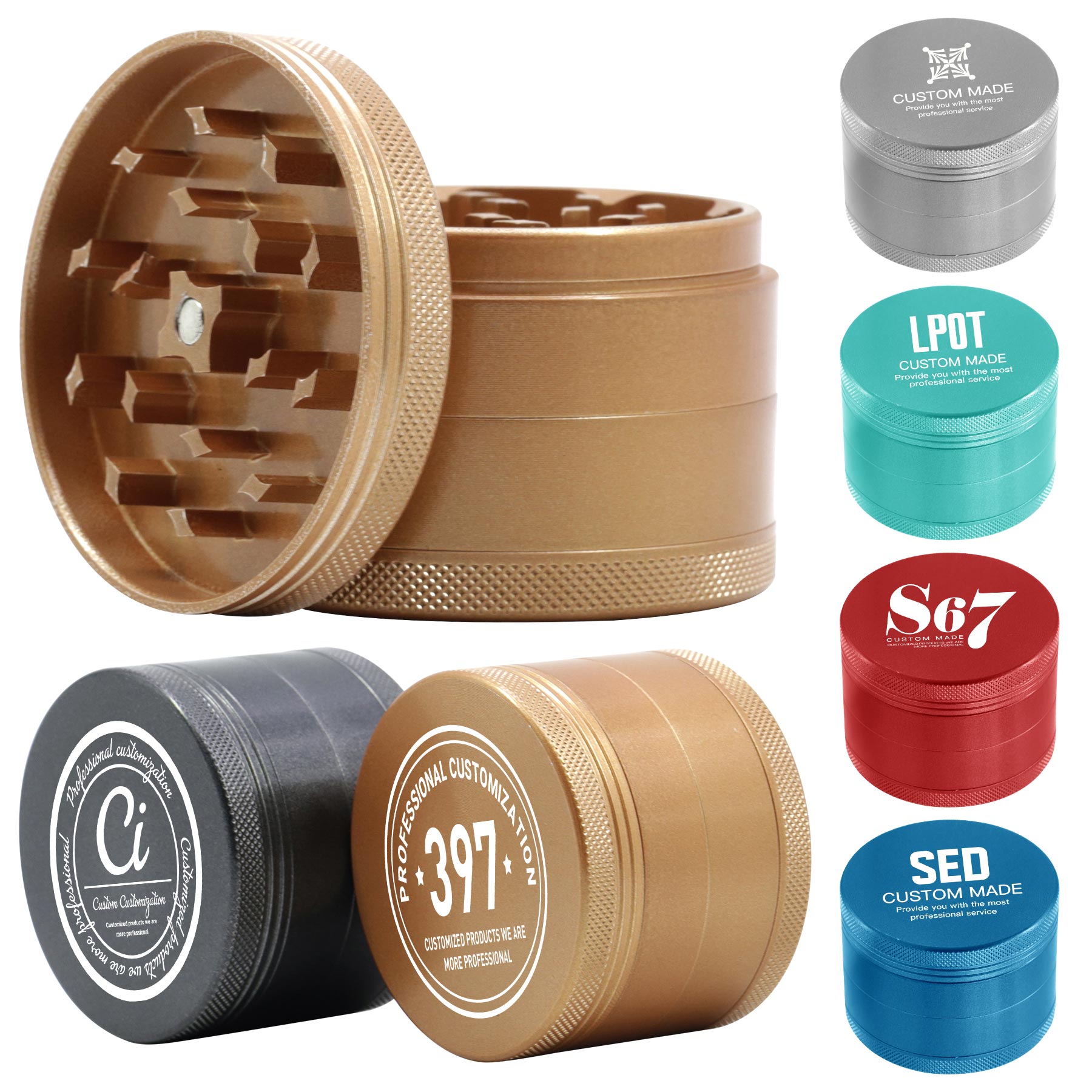 50mm 4 Pieces Zinc Alloy Herb Spice Grinder 1