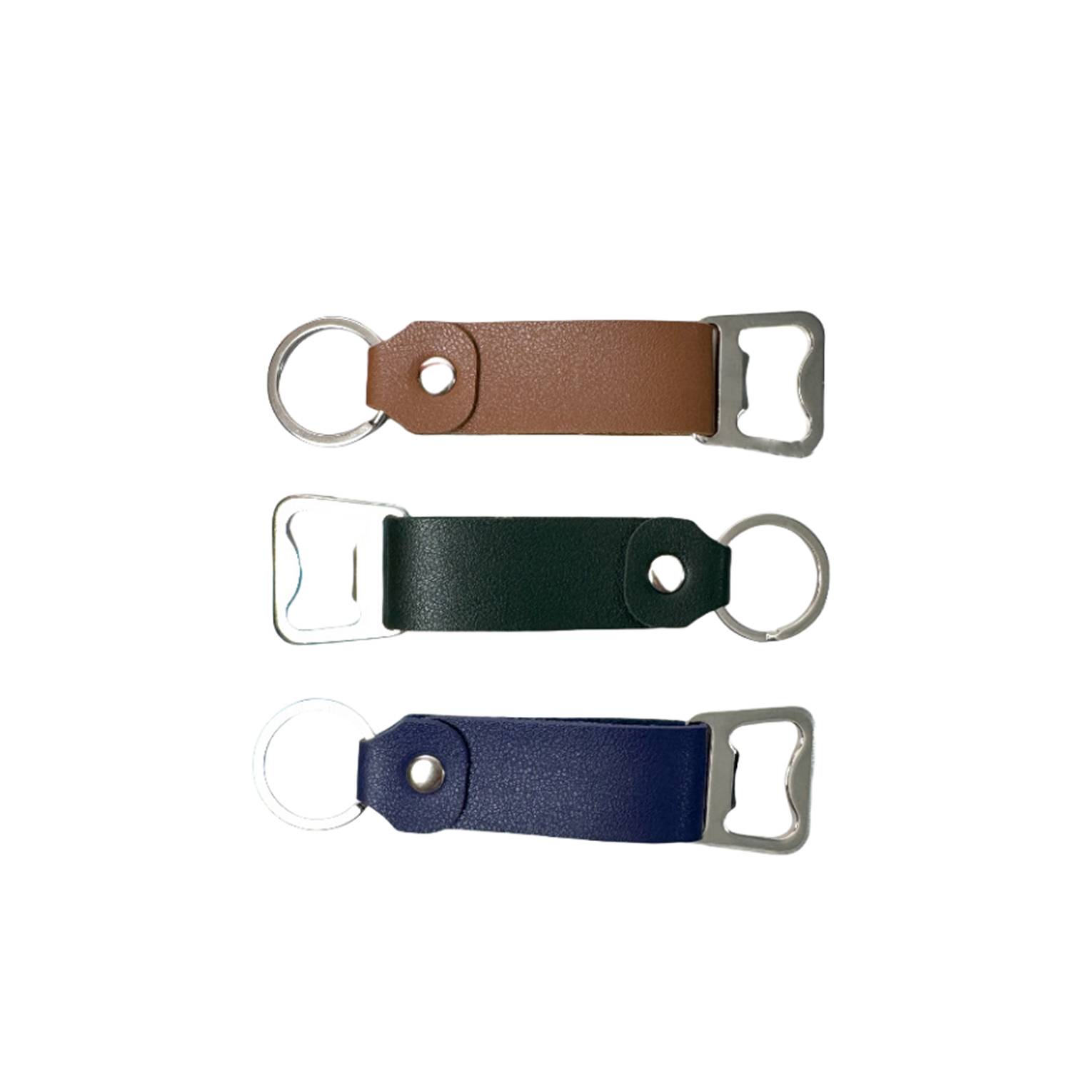 Portable Leather Stainless Steel Bottle Opener Keychain 5