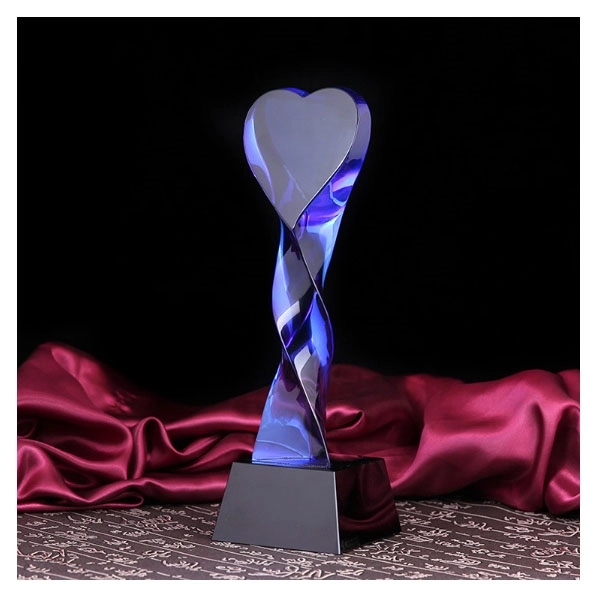 Twisted Colored Heart Shaped Crystal Award 6