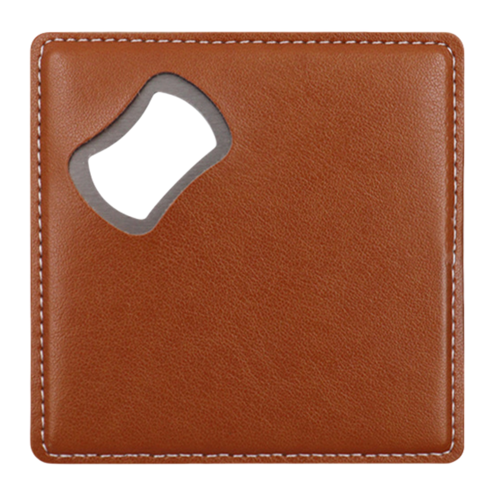 Square Drink Coaster Leather Opener 4