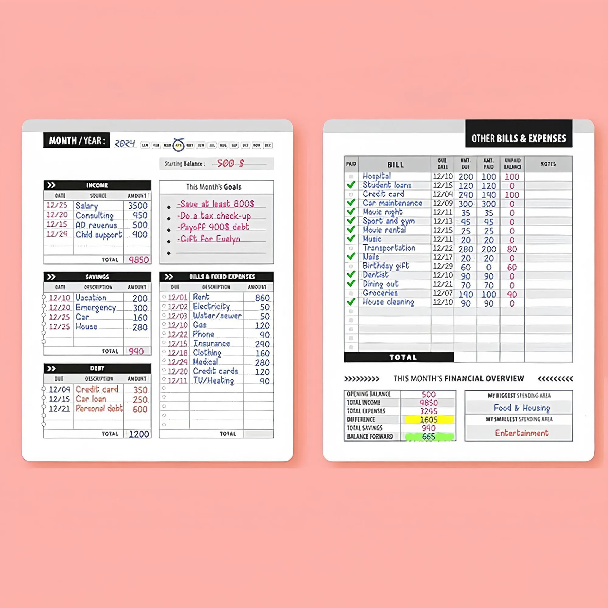 Bill payment management notebook 4