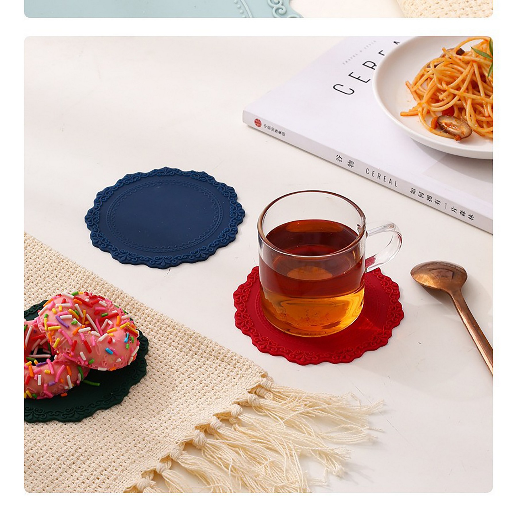 Embossed Lace Silicone Drink Coasters 4