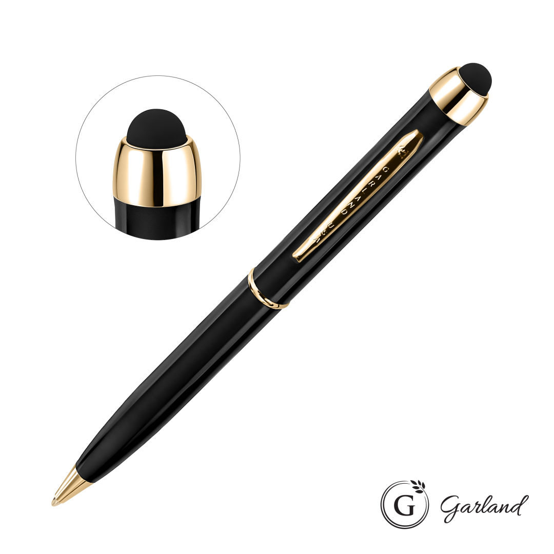 Garland® Stylus High Gloss Ballpoint Twist Pen - Gold Accent 1