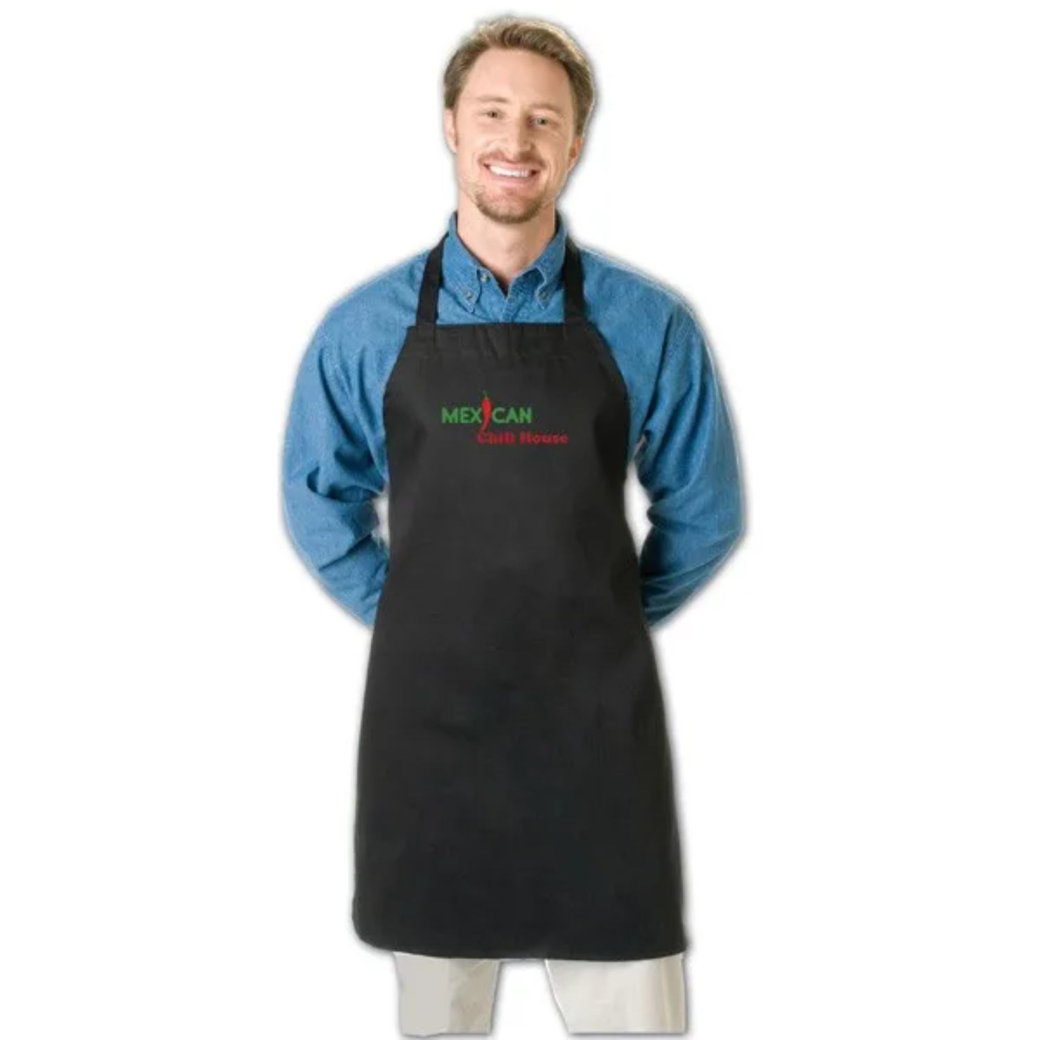 Large Print Wide Bib Butcher Apron USA Decorated (28" x 34") 2