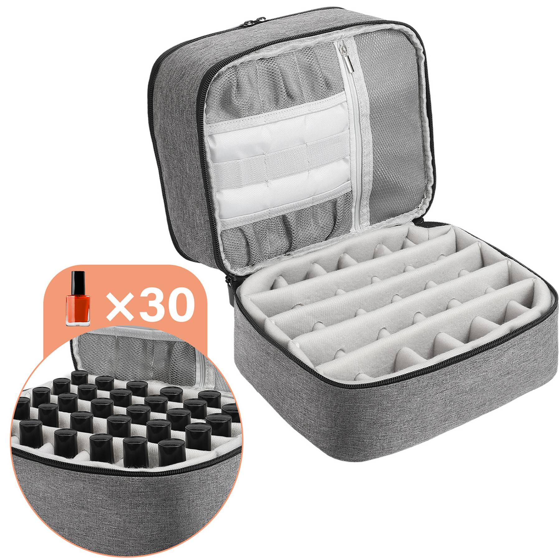 Oxford Double Layer Nail Polish Storage Makeup Bag 4