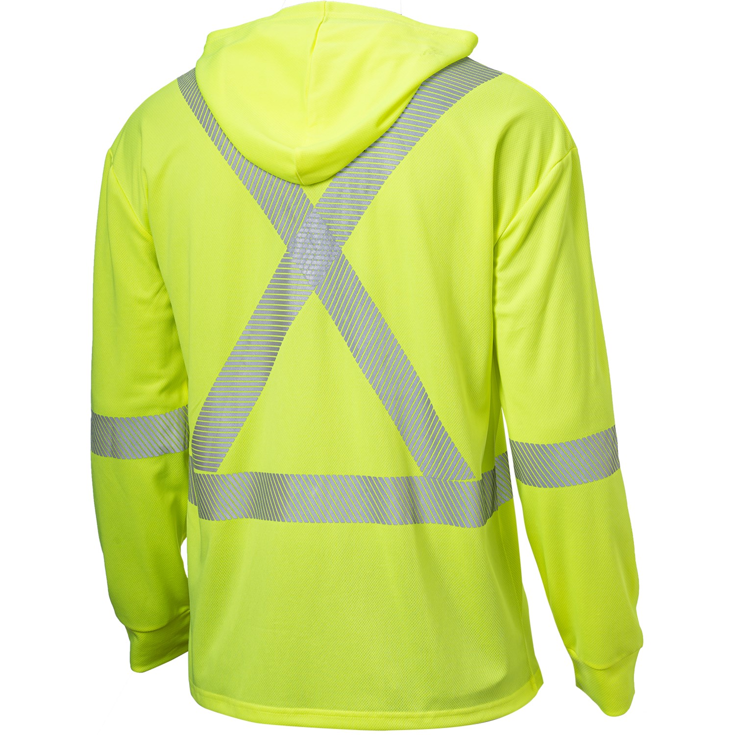 3.8 Oz. Polyester Class 3 Segmented Tape Cross Back Safety Hooded Pocket T-Shirt 1