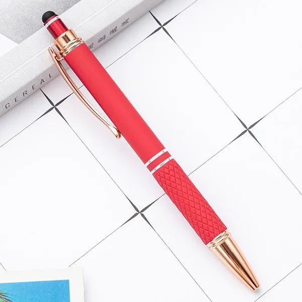 Quilted Grip Soft T Metallic Stylus Pen with Rose Gold 3
