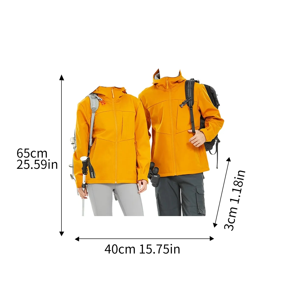 Unisex Soft Shell Hooded Jacket Water Resistant 6