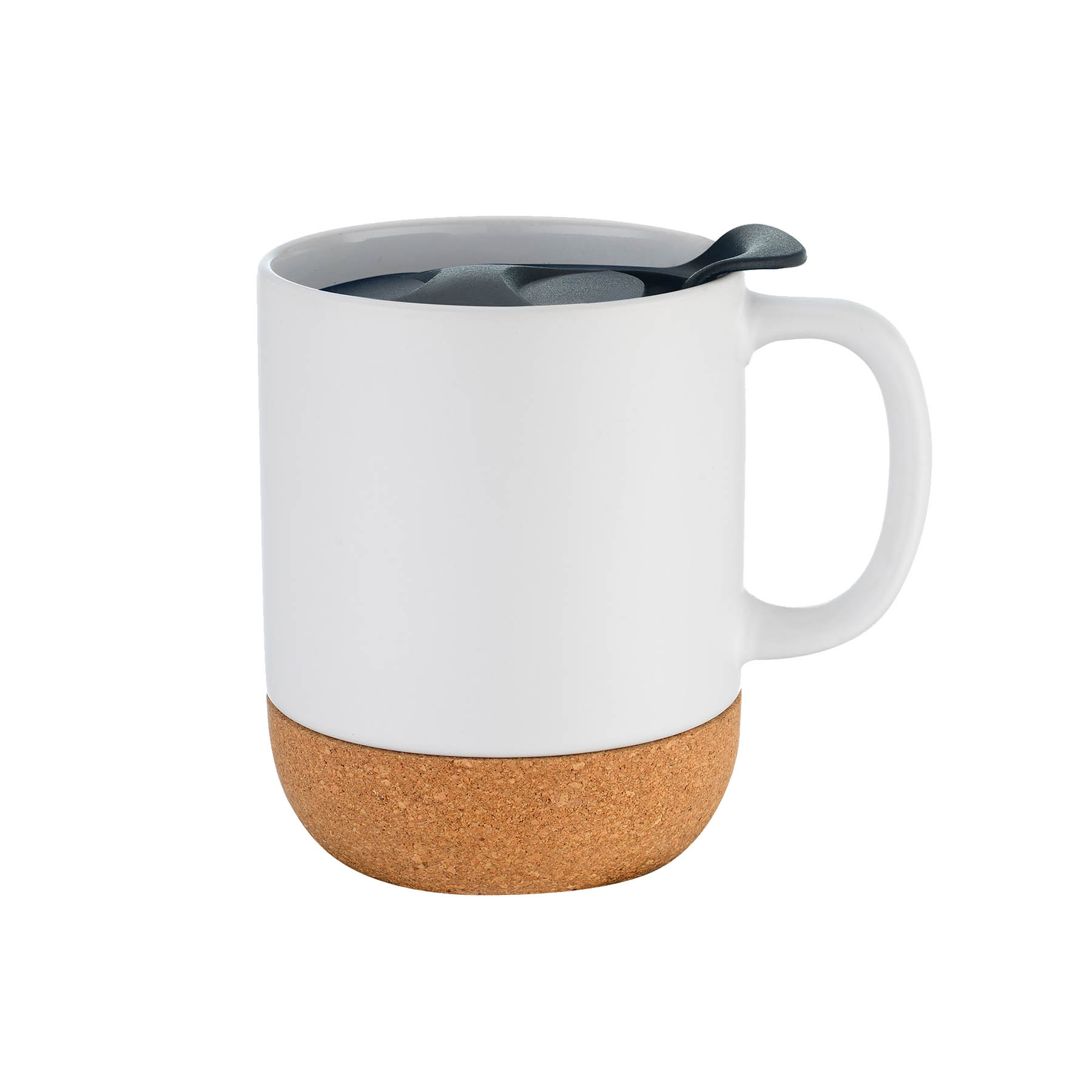 12 oz. Two-tone Barista Cork Bottom Ceramic Mug with Lid 4