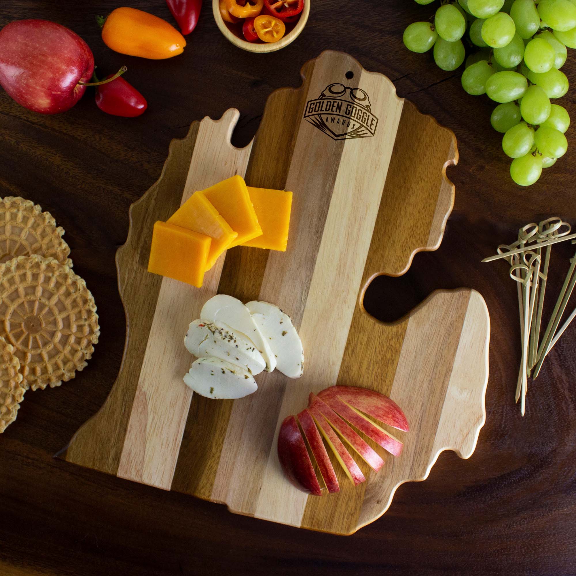 Rock & Branch® Shiplap Series Michigan State Shaped Wood Serving and Cutting Board 2