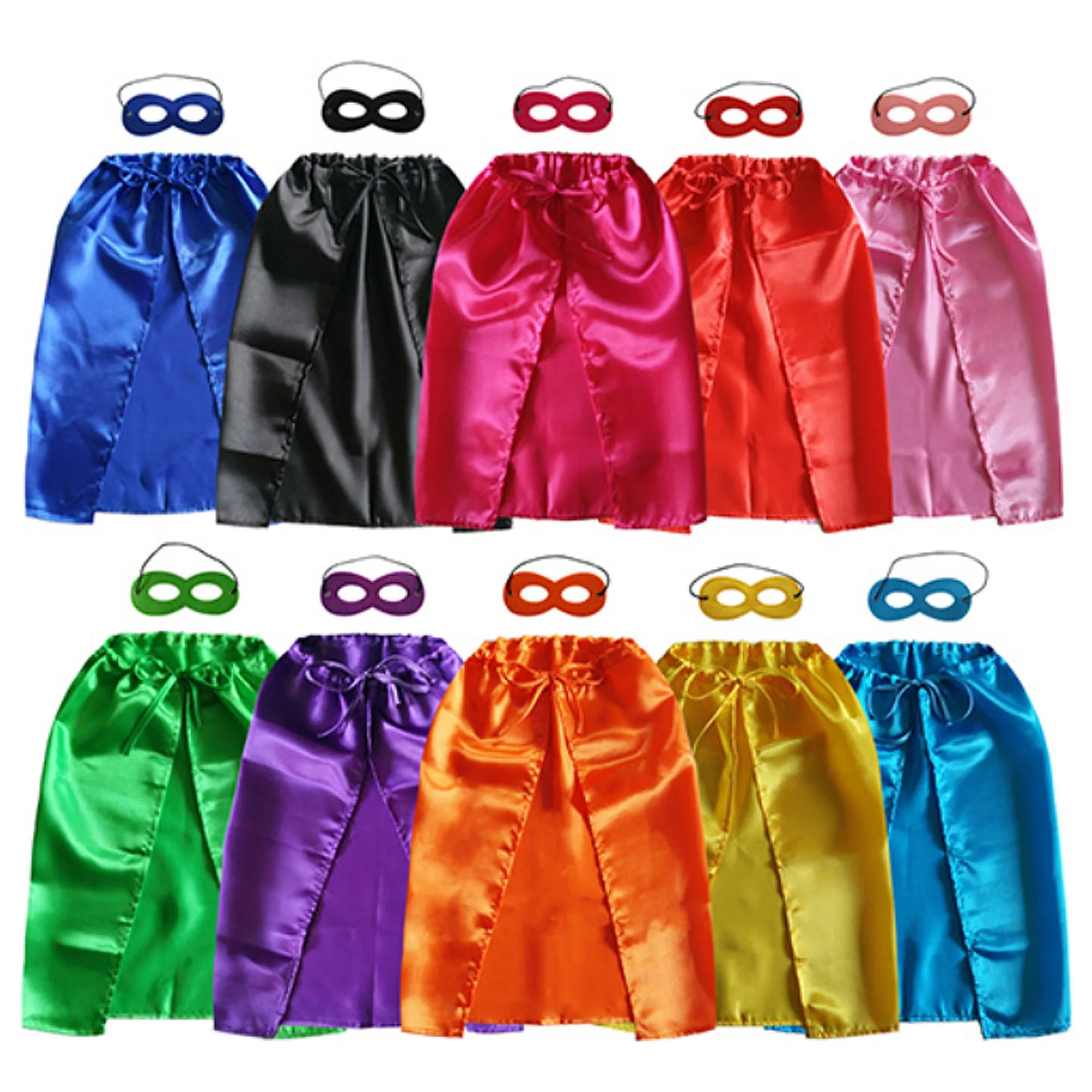 Youth Satin Hero Cape with Eye Mask Set 6