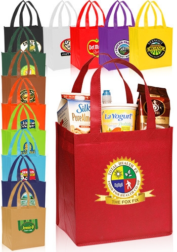 Non-Woven Grocery Tote Bag - 12" W x 13" H 2